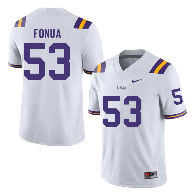 Men #53 Soni Fonua LSU Tigers College Football Jerseys Sale-White - Click Image to Close